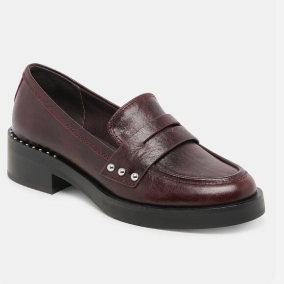 NEW DOLCE VITA Leather Aliane Loafers in mulberry for women 725 3j2 - Picture 7 of 9